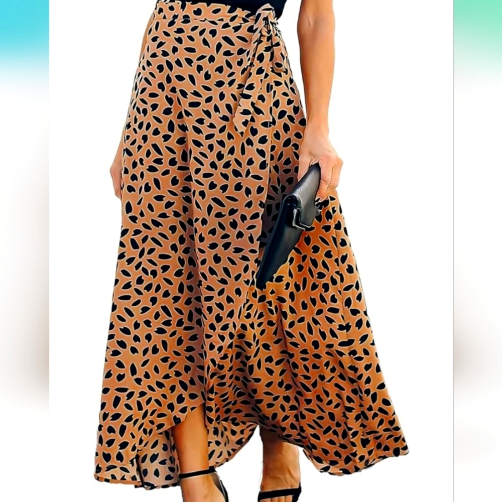 Leopard Print Wrap Skirt